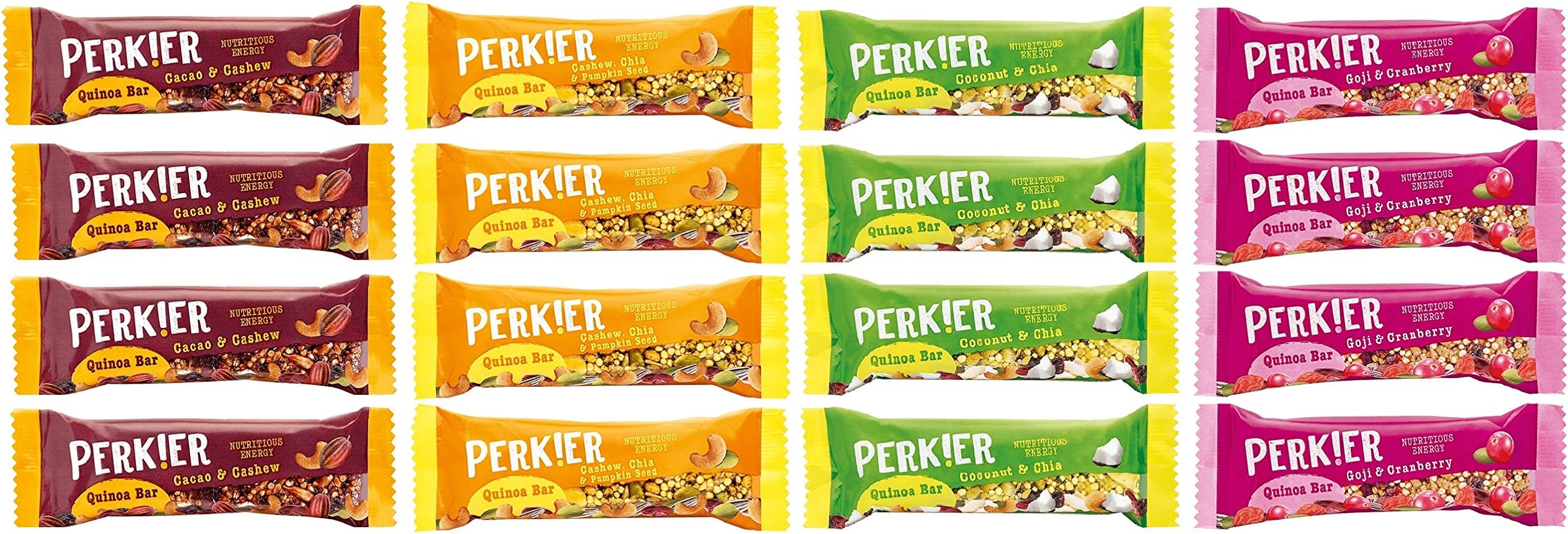 Perkier Nutritious Energy Snack Bars Mixed Case 16 x 35g Bars