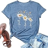 Christian Faith Shirts for Women Butterfly Daisy Graphic Casual T Shirts