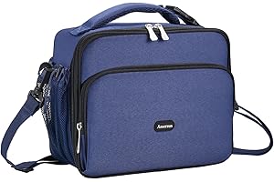 Amersun Lunch Bag for Kids - Padded Insulated Lunch Box with Adjustable Shulder Strap & 2 Pockets for Girls Boys Toddler School,Thermal Freezable Cooler Tote Keep Food Warm Cold Fresh,Blue
