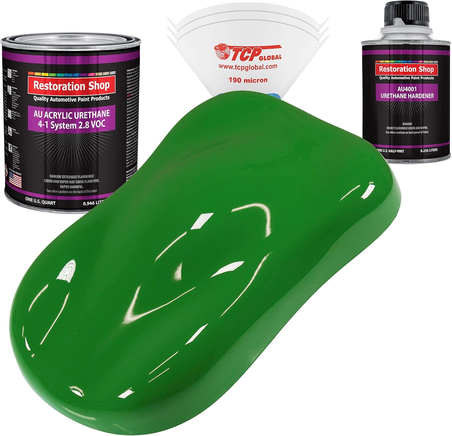 VIBRANT LIME GREEN Acrylic Urethane Single Stage Car Auto Paint Complete Quart Kit Restoration
