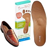 Executive Leather Ultra Thin Shoe Inserts for Men and Women - Work Shoe Insoles Men for All Day Comfort, Low Profile for Dress & Casual Shoes, Plantillas para Zapatos de Hombre - Small