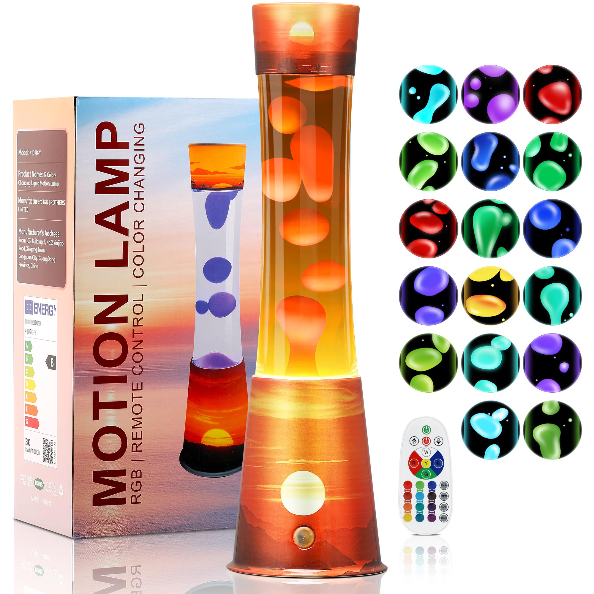 Photo 1 of Besight 15.5" Liquid Motion Lamp 17 Color Changing Night Light with Remote, Classic LED Table Lamps for Kids Adults, Relaxing Nightlight for Bedroom Office Home Christmas Decor, Sunset Yellow