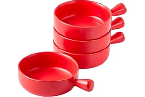 Soup Bowls 20 Ounce Set Of 4 Porcelain Matte Glaze Bowl with Handle French Onion Soup Bowl Oven Safe, 6" Diameter Soup Mug So