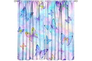 SENRUEGT Dream Butterfly Curtain,Purple Ink Painting Butterfly,Kids Girl Bedroom Living Room Decorative Curtain,Purple 42x45 Inch