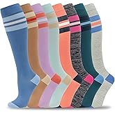 fenglaoda 8 Pairs Compression Socks for Men & Women 20-30 mmHg Knee High Nurse Pregnant Running Medical and Travel Athletic