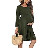 Smallshow Women's Maternity Dress Ruffle Long Sleeve Pregnancy Clothes