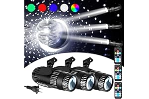 3 Pack Disco Ball Spotlights, Palujorty 15W RGB Pinspot Light with Remote, 320° Rotation, 10+ Color Effects, 65" Cord for Ceiling, Stage, Club, Party