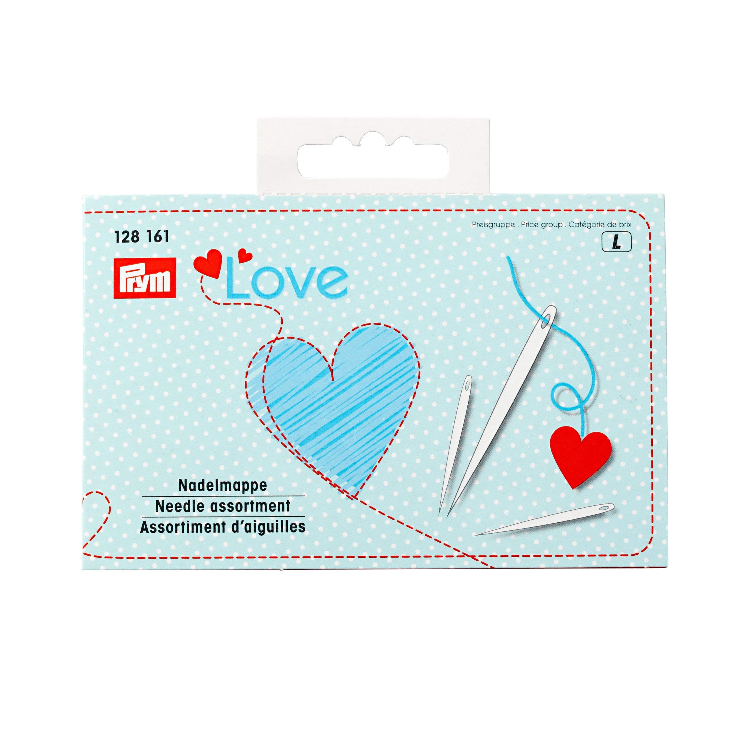 Prym Love Needle Assortment and Threader, Metal, Blue/Silver, 12.5 x 8 x 2 cm