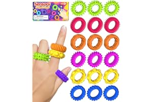 KLT Fidget Toys Sensory Rings for Kids: 18 Pack Fidget Ring - Sensory Toys for Kids with Autism - Quiet Anxiety Relief Bulk for Classroom Prize - Stocking Stuffers