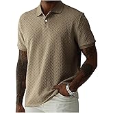 OYOANGLE Men's Short Sleeve Golf Shirts Textured Performance Casual Collared T Shirts