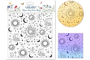 CHGCRAFT Sun and Moon Polymer Clay Texture Sheets Divination Pattern Silicone Texture Stamp Clay Texture Mat Modeling Pattern Pad Sheets for Jewelry and Earrings Tools, 5.5x5.5 inch