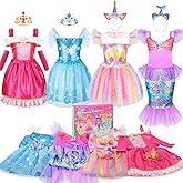 VGOFUN Princess Dress Up Clothes for Little Girls - Princess Costume for Girls with Princess Toys Dress Up Outfit Pretend Play Dresses Toddler Girls Gifts for Christmas Birthday Aged 3 4 5 6