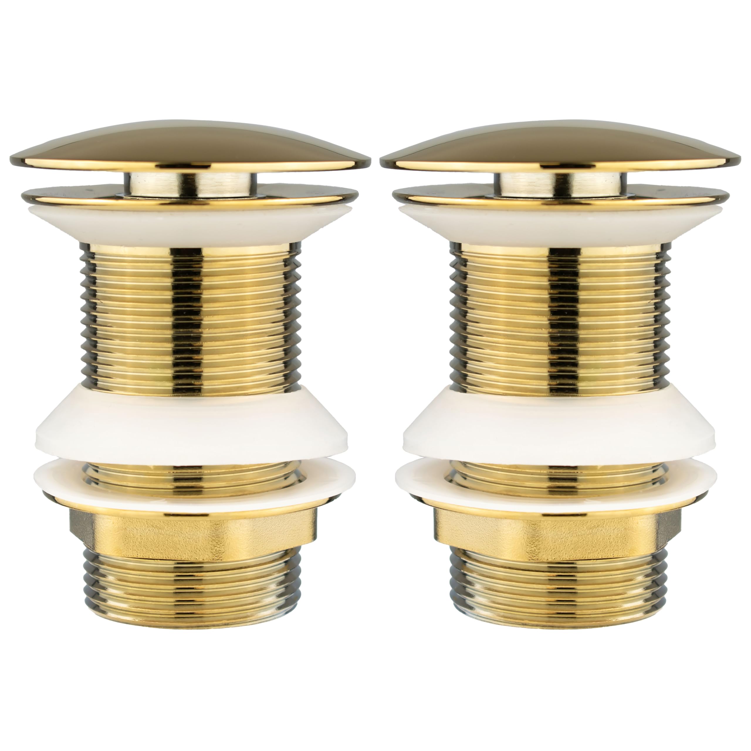 Xcel Home 2X Gold Unslotted Basin Waste, Mushroom Dome, Pop Up, Brass, Polished, Replacement Bathroom Sink Plug