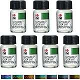 Marabu Easy Marble Paint | Color-Shift Glitter & Metallic, 7 0.5oz Bottles | with 6" Wooden Marbling Tool