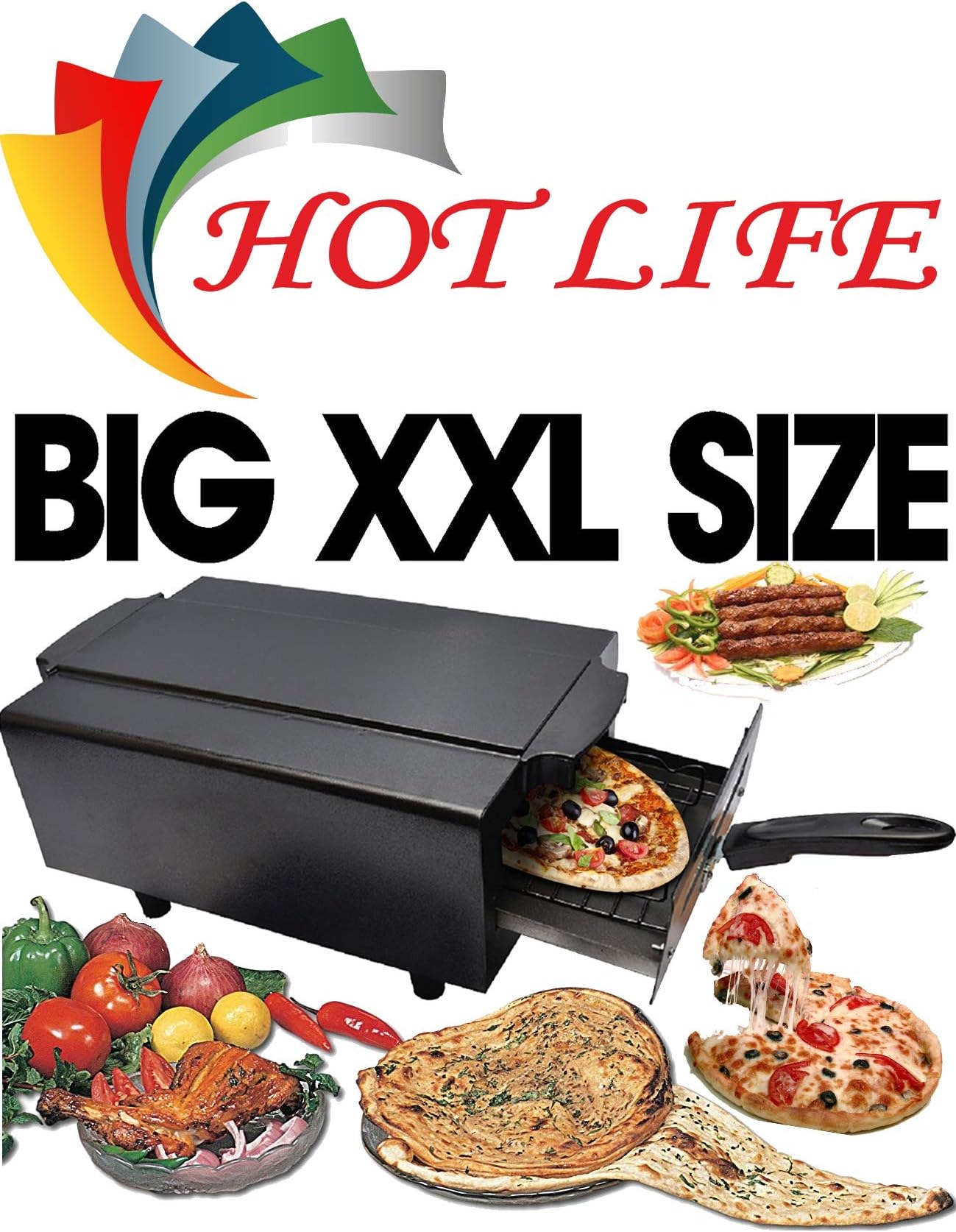 Hotlife Shoocked Proof Rubber Legs Big XXL Large (Size 16 Inches) Electric tandoor with luxary Equipment (Black)