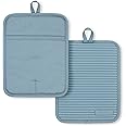 KitchenAid Ribbed Soft Silicone Pot Holder 2-Pack Set, Fog Blue, 7"x9"