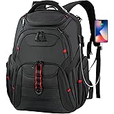 EMPSIGN Travel Laptop Backpack for men, 17.3 Inch Computer Backpack, 45L Anti-Theft Business Laptop Backpack with USB Charging Port, Water-Repellent Work College School Backpack for Men Women, Black