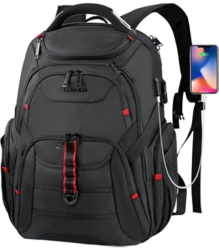 Boavan Laptop Backpack for men, 17.3 inch Laptop Bag with USB Port, Waterproof Travel Work Backpack Purse, Anti-Theft Teacher Nurse Doctor Casual Bookbags Office Business backpack ，Black : Electronics