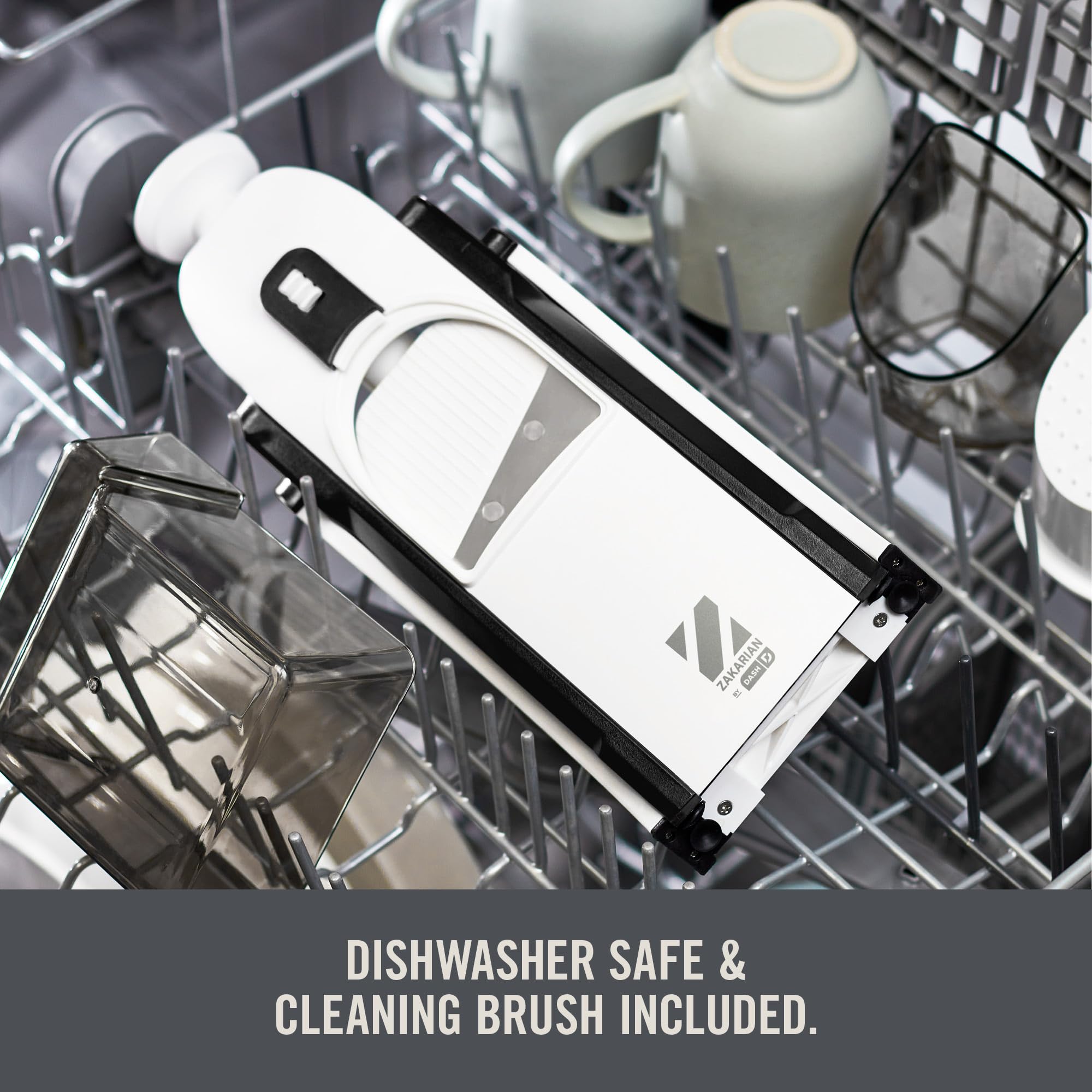 Zakarian by Dash Safe Slice Mandoline for Vegetables, Meal Prep & More with 30+ Presets & Thickness Adjuster - Black