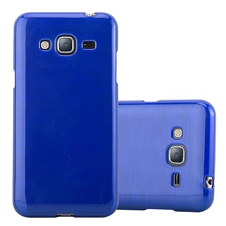 Cadorabo Hülle für Samsung Galaxy J3 / J3 DUOS 2016 (6) - Hülle in BLAU – Handyhülle aus TPU Silikon in gebürsteter Edelstahl