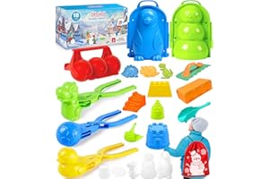 DISHIO Snow Toys Snowball Maker Tool Winter Snow Toys Ball Maker Tool Kit for Kids Toddlers Outdoor Play with Duck Dinosaur Soccer Shaped Molds Snow Clips Snowman Penguin Snow Brick Fort Snow Shovel