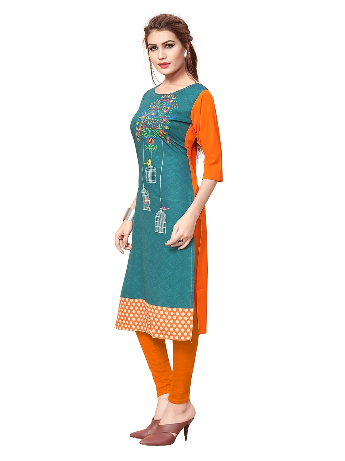 new ethnic 4 you woman's printed straight cut crepe kurti_efj092
