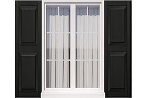 Ortus Collective Exterior Window Shutters - Weather-Resistant Polypropylene, Easy DIY Install - Raised Panel Shutters for Windows Outside, Vinyl, Brick, 14.5"W*51" H, Black