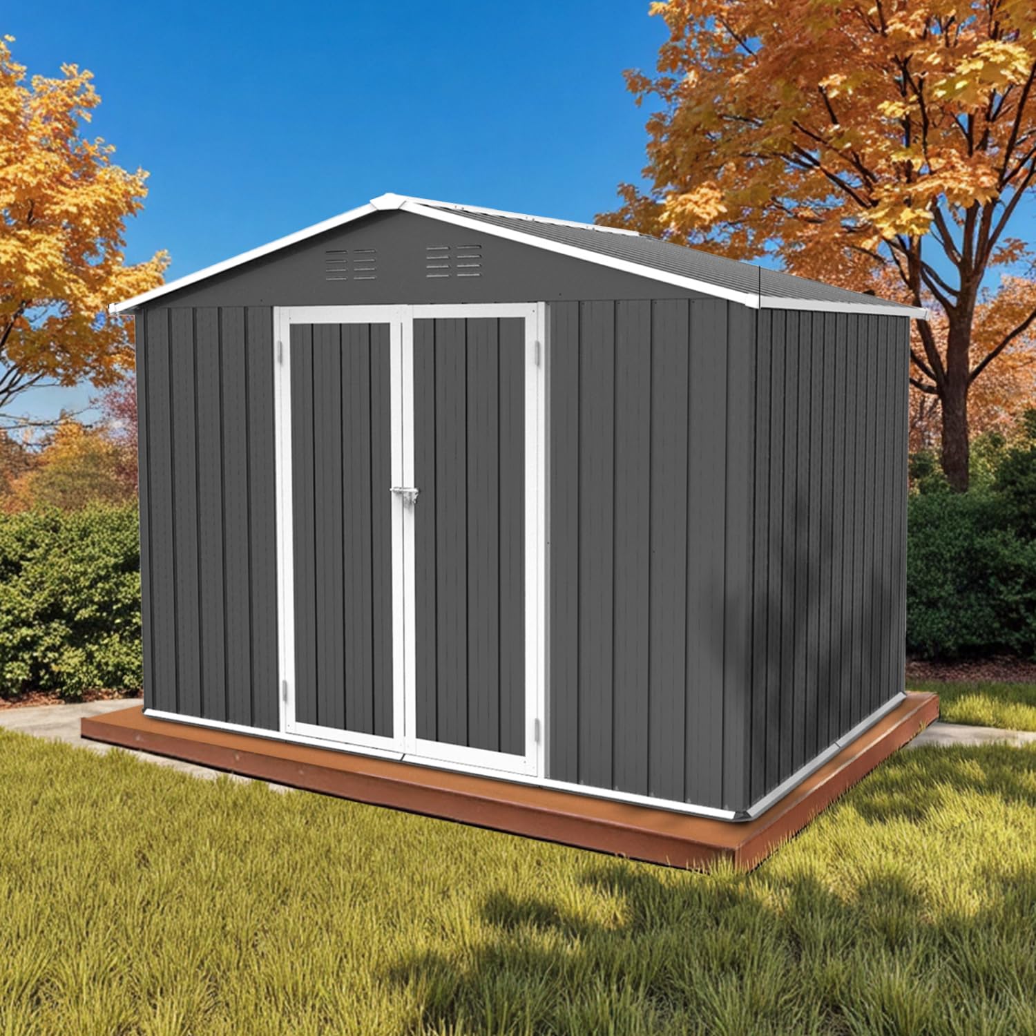 Photo 1 of ***PARTIAL SET - SOLD FOR PARTS***
8' x 6' Outdoor Storage Shed, Sturdy Metal Building w/Lockable Doors for Garden, Backyard, Poolside and Lawn, Grey