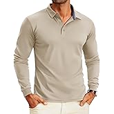 MAGCOMSEN Men's Polo Shirts Long Sleeve Golf Shirt Performance Quick Dry Moisture Wicking Casual Collared Shirts