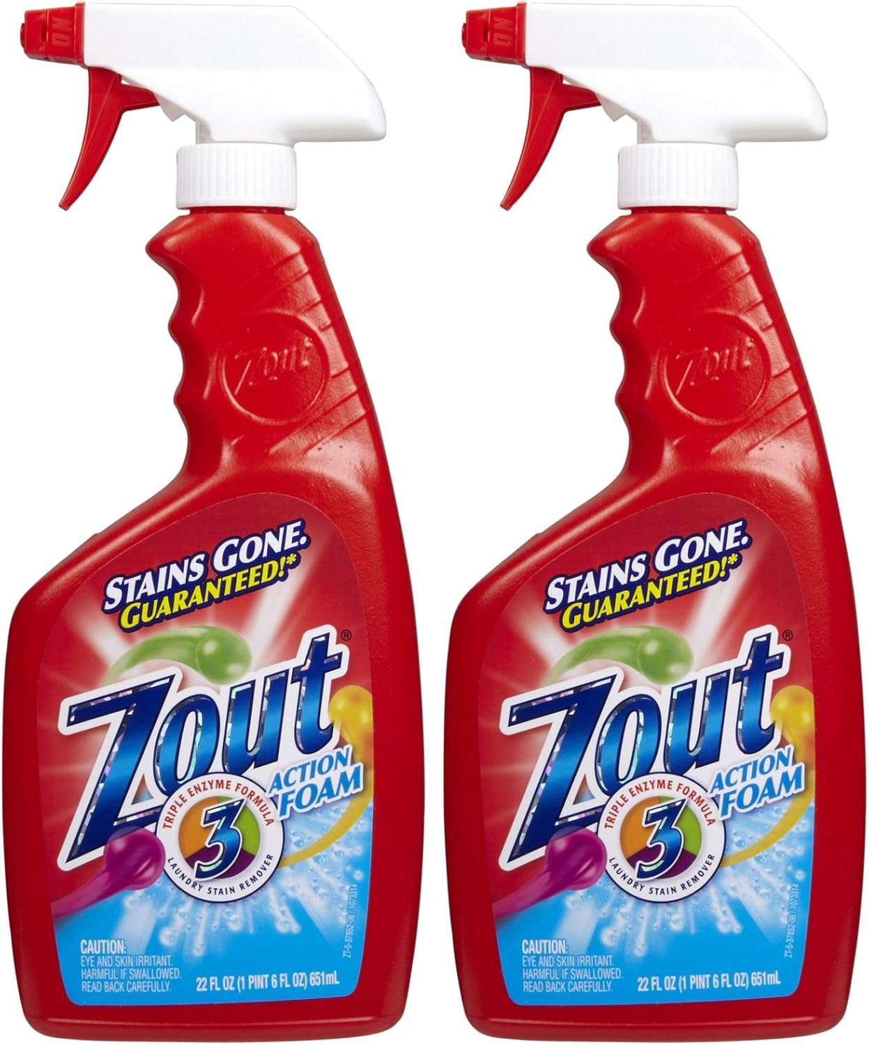 Zout Triple Enzyme Formula Laundry Stain Remover Foam - 22 oz - 2 pk: Health & Personal Care