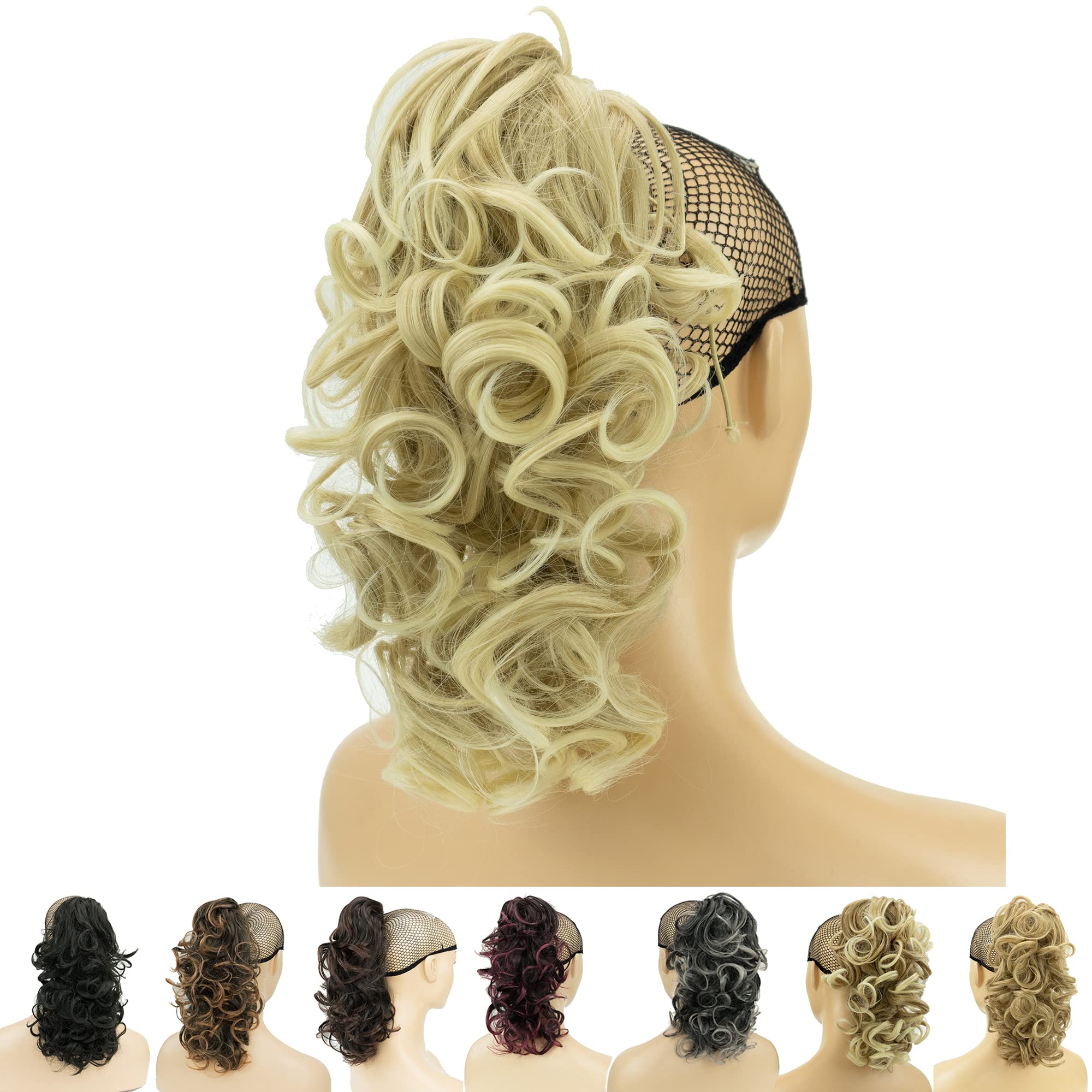 IMISSU Messy Curly Hair Short Claw Ponytail Hair Extensions Pony Tail Clip in Hairpieces (Dirty Blonde)