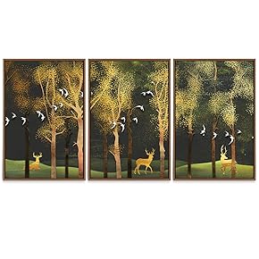 SIGNWIN 3 Piece Framed Canvas Wall Art Abstract...