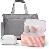 Spectra Baby Synergy Gold Portable Pump Bundle, Tote &amp; Pink Cooler | Ultra-Quiet Dual Adjustable Electric Breast Pump Bundle with Tote Bag, Bottles &amp; Cooler &amp; Touch Screen LCD Timer