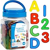 edxeducation Transparent Letters and Numbers, Mini Jar | Colorful, Plastic Letters and Numbers, Light Box Accessories for Kids