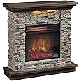 duraflame® Wall Mantel Electric Fireplace with Remote Control, Smoky Gray Stone
