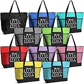 Paterr 10 Pcs Christian Tote Bags Bulk with Pocket Zipper for Women Bible Church Mothers Day Gifts(Colorful,Scripture)