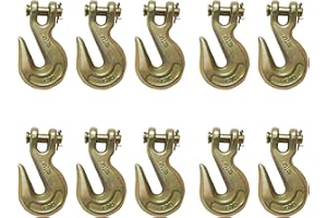 Mega Cargo Control 3/8 Inch G70 Clevis Grab Hook | Transport Safety Chain Hooks for Rigging Deck Hauler Receiver Hitches Trailer Wrecker Truck (10 - Pack)