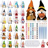 Sinmoe 24 Pcs Halloween Paint Your Own Ceramics Gnomes with Paints Brushes | Blank Unpainted Gnome Figurines, DIY Craft for Adults, Seasonal Decor Project, Includes Palette for Holiday Themes