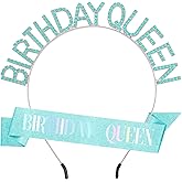 XiuSpark Birthday Sash & Crown for Women - Tiara Headband, Girls' Decorations Accessories