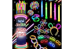 HSGUS 240 Glow Sticks Party Pack – Camping Glow Activities For Families – Neon Light Sticks Decoration For Party Favors Kids And Adults, Balls, Flowers And Much More