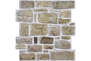 Commomy Faux Stone Wall Panels - 10 Sheets Ultralight PVC Stone Panels for Wall 11.8"x11.8" 3D Stone Textured Peel and Stick for Wall Decor Fireplace,Living Room,Bedroom,RV