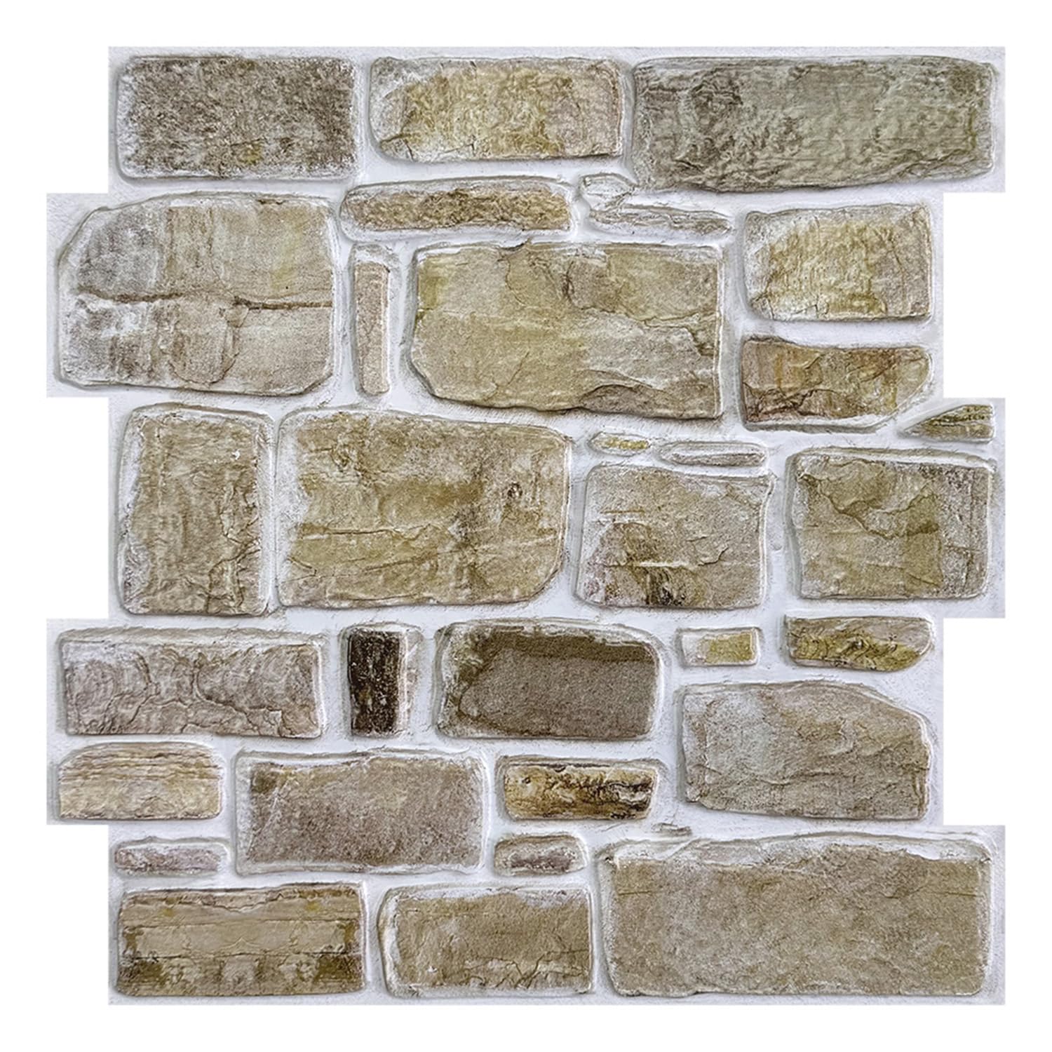 Photo 1 of Commomy Faux Stone Wall Panels - 10 Sheets Ultralight PVC Stone Panels for Wall 11.8"x11.8" 3D Stone Textured Peel and Stick for Wall Decor Fireplace,Living Room,Bedroom,RV