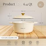 Nuovva Enamelled Cast Iron Dutch Oven Pot 6.4 Qt Cream 28cm view 2