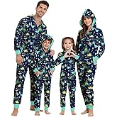 Christmas Family Pajamas Onesie Hooded Vacation Novelty Allover Pattern Sleepwear for Men Women Kids