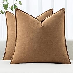 MIULEE Decorative Linen Euro Sham Pillow Covers