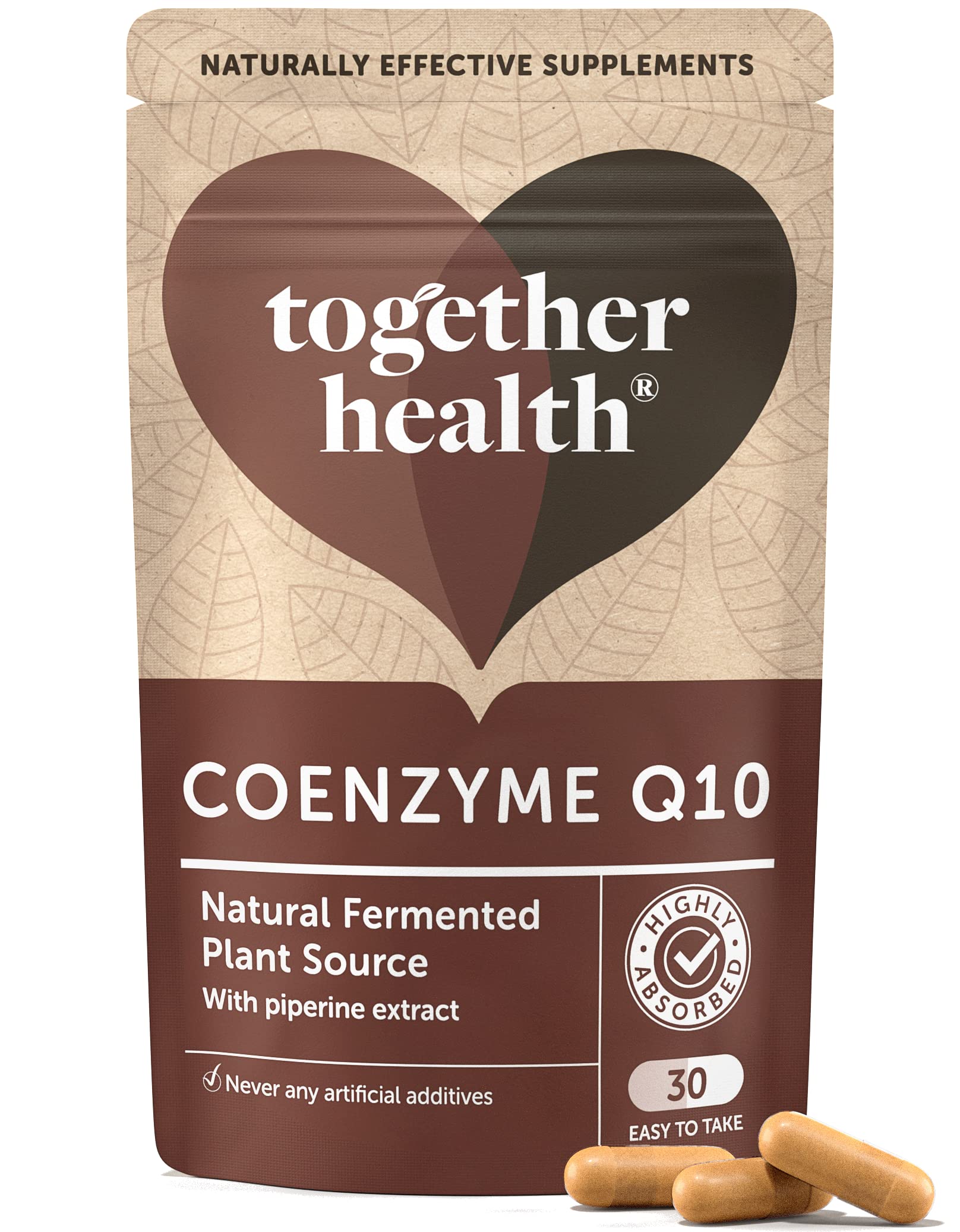Coenzyme Q10 – Together Health – Ubiquinone CoQ10 – Naturally Fermented 95% Piperine – Vegan Friendly – Made in The UK – 30 Vegecaps