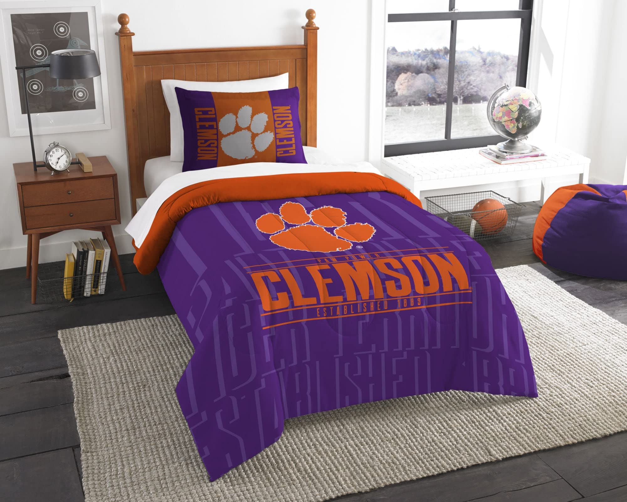 Northwest NCAA Clemson Tigers Unisex-Adult Comforter and Sham Set, Twin, Modern Take Image