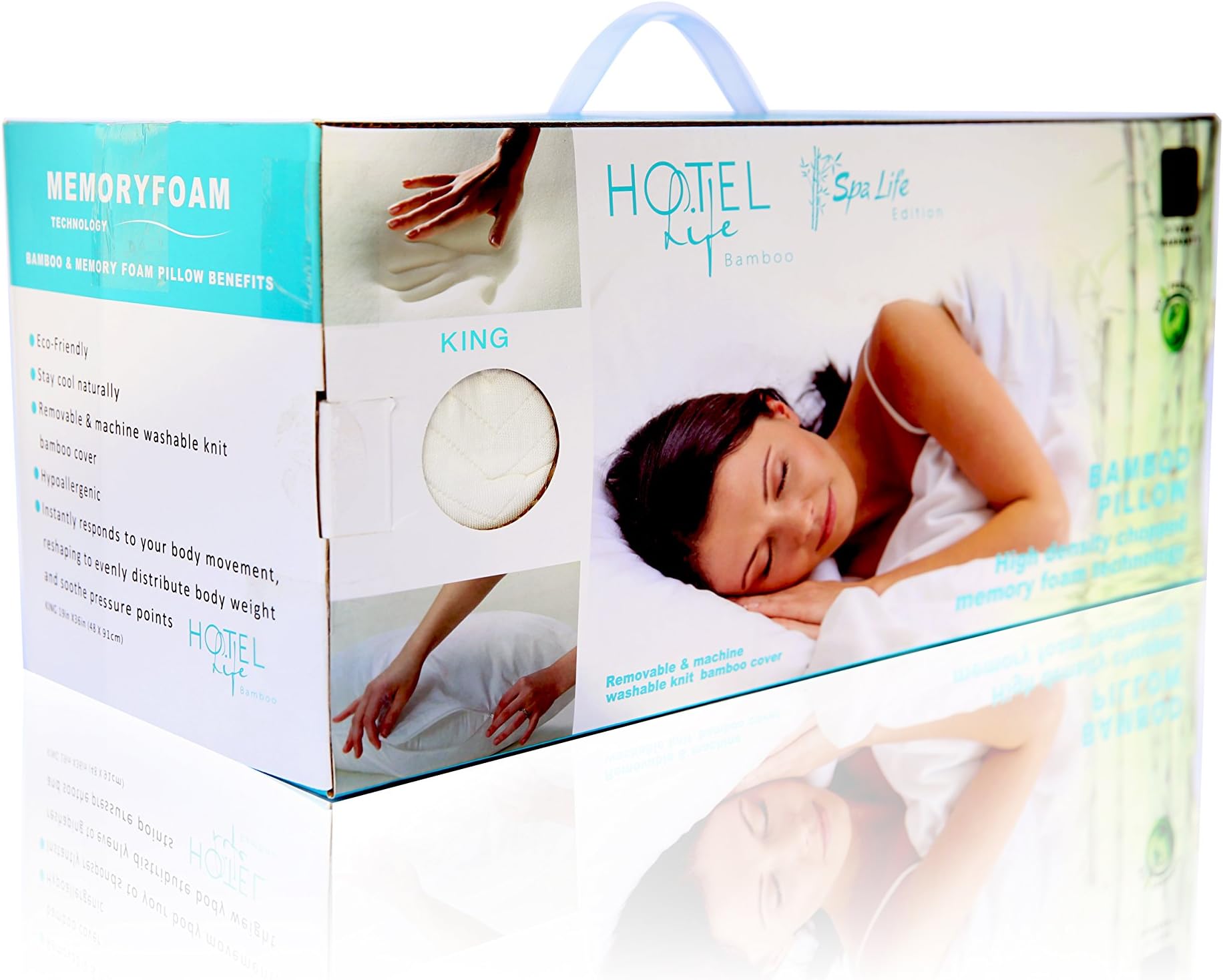 Hotel Life Shredded Memory Foam Pillow with Bamboo Cover - Hypoallergenic and Dust Mite Resistant Memory Foam Pillow with, New Model, Eco Friendly (King)