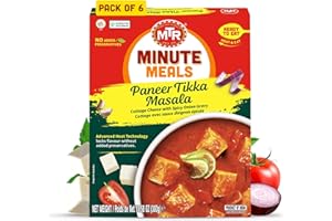 MTR - Minute Meals: Paneer Tikka Masala - Cottage Cheese with Spicy Onion Gravy - Tasty Indian Meal with No Added Preservatives - A Quick Meal Suitable for Vegetarians, Ready in Minutes! (Pack of 6)
