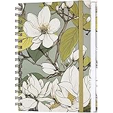 Spiral Notebook, A5 Lined Journal for Women, Hardcover Spiral Journal with 2 Pockets, College Ruled Notebooks, Cute Notebook for Office, School Supplies, Gifts (160 Pages, 6.3" x 8.46", Plum Bossom)